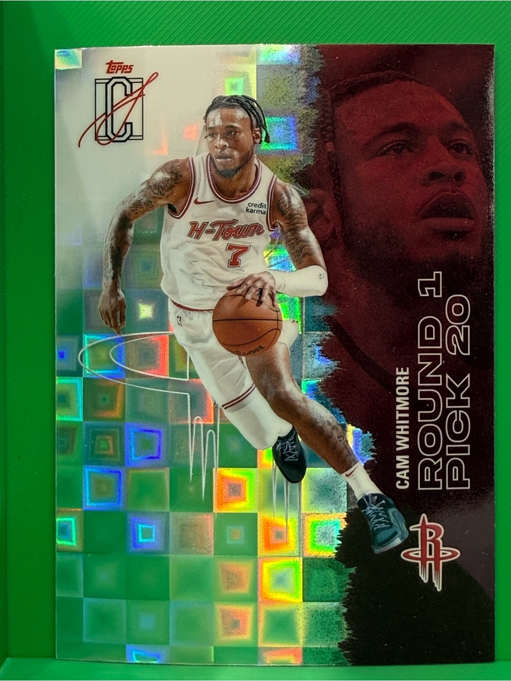 Topps Green Holo Cam Whitmore Round 1 Pick Basketball Card